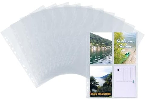 HERMA 7695 Fotohüllen für Ordner, 10 Stück, 10x15 cm, 4 Fächer geteilt, beidseitig sichtbar, Fotophan Fotosichthüllen Sammelhüllen Postkartenhüllen Prospekthüllen mit Eurolochung, transparent