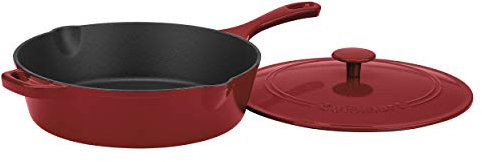 Cuisinart CI45-30CR Chef's Classic Enameled Cast Iron 12-Inch Chicken Fryer with Cover, Cardinal Red