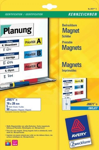 Magnet-Schilder Ink-Jet Etikett 78X28 J8871-5 90St Zweckform
