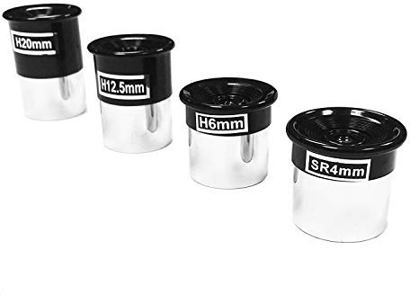 4 Piece Standard Telescope Eyepiece 1.25 Inch Set - 4 x Eye Pieces Lens 4mm, 6mm, 12mm and 20mm