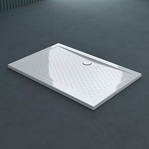 doporro Piatto Doccia 80x110 Rettangolare in Acrilico Bianco Lucido H 4 cm Ultraslim con Design Antiscivolo - Lucia02AR