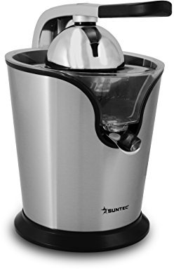 SUNTEC Exprimidor ZIP-8441 Pro - Eléctrico Con Palanca y Colador - Pequeño de Acero Inoxidable Para Naranjas, Limones y Limas - Con Recipiente Extraíble y Máx. 160 V