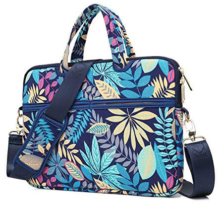 kayond Forest Series Patten Canvas Laptop Shoulder Messenger Bag Case Sleeve for 12.5-13.3 Inch Laptop and Macbook Air 13 Pro 13/14 (13-13.3 inch, Forest Series Blue)