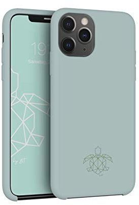 turtleandcase Silikonhülle für iPhone 11 Pro (5,8) - Liquid Silicone Case - Kostenloses Panzerglas - Hochwertiges Silikon Schutz - Kratzfestes Mikrofaserfutter Schutzcase (Helles Minzgrün)