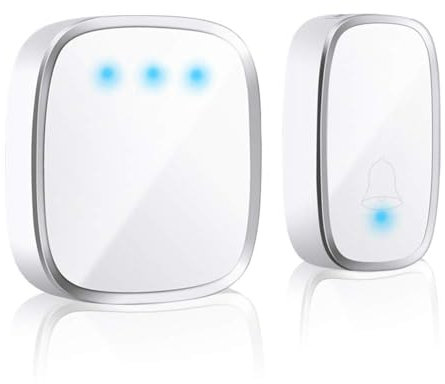 Sonnette sans Fil Extérieur Etanche, Sonnette de Porte 300 Mètres 36 Mélodies 4-Niveaux Volum, Carillon sans Fil avec LED Flash, 1 Récepteur Enfichables