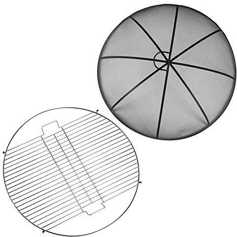Harbour Housewares 2 Piece Round Firepit Grill and Dome Set - Large Classic Industrial Style Round Metal Grill and Dome