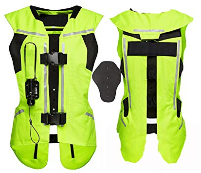 Damen Motorrad Airbag Weste Aufblasbare Airbagweste Schutzkleidung Faltbarer Rücken Mit Schutzplatte Auf Dem Rücken Vier Jahreszeiten Unisex Radweste (Ohne CO2-Flasche 33 G Airbagkapazität)
