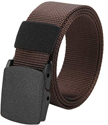WOBANG Taktischer Gürtel Nylon Herren Gürtel Gürtel verstellbaren Gürtel der Männer im Freien Reise-Gürtel mit Schnalle aus Kunststoff Hosen Länge 140cm lang große Outdoor Herrengürtel (Kaffee)