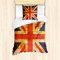 ABAKUHAUS England Bettbezug Set für Einzelbetten, Union Jack Motiv Grunge, Milbensicher Allergiker geeignet mit Kissenbezug, Nachtblau Zinnoberrot