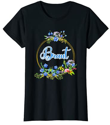 Damen Blumenkranz Braut Hochzeit und Junggesellinnenabschied T-Shirt