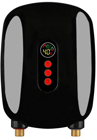 Acesunny Elektrischer Durchlauferhitzer 6500W 220V Mini Temperatur Sofort Warm für Haus Bad Küche Klein Sofortige Elektronisch Tankless Durchlauferhitzer für Küche (Schwarzer Touchscreen)