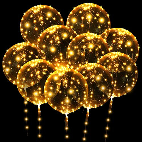 OSDUE Globos Luminosos Globos Bobo, Globos de Helio, Luminoso Transparente Globo, 10 Trajes, con 3M Cadena de Luces, Decoración para Cumpleaños, Fiesta, Navidad, día de San Valentín, Boda