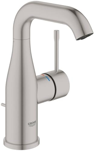 Grohe Waschtisch-Einhebelmischer Essence supersteel, M-Size, mit Ablaufgarnitur