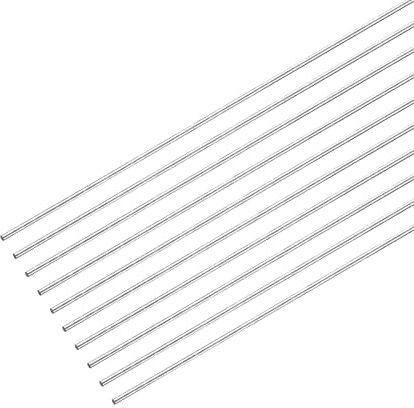 sourcing map Tiges Acier Inox 304 Rondes 0,5mm x 250mm Arbre Plein 10Pcs | pour Bricolage Artisanat Modèle Voiture Hélicoptère Avion,