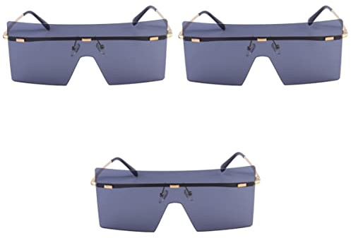GALPADA 3st Quadratische Sonnenbrille Übergroße Sonnenbrille Quadratische Retro-sonnenbrille Flache Sonnenbrille Flache Farbtöne Neuheit Party Sungalsses Gotische Brille Stk Kleid Kasten