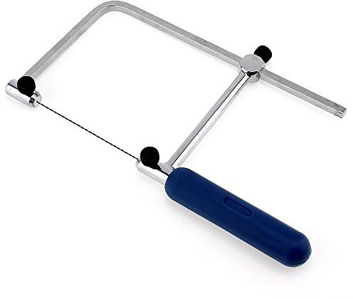 Sierra de joyería, sierra ajustable para metales de 130 mm, marco de sierra en forma de U con 2 piezas de sierra en espiral para carpintería, bricolaje y fabricación de joyas