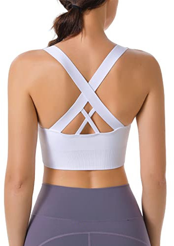 HANERDUN Damen Mittle Halt Sport BH Crossback Push up Yoga Bra Nahtlose Ohne Buegel mit Abnehmbaren Gepolstert für Fitness Lauf Joggen