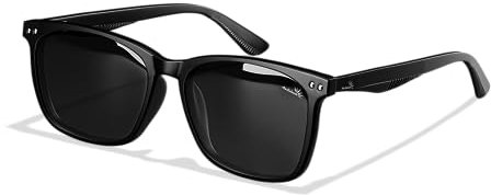 AnSolasta Classic Black Polarised Sunglasses with Spring Hinge - Stylish UV400 Protection - Scratch Resistant - 2 Year Warranty - Luxury Case And Cleaning Cloth Included