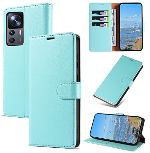 KKEIKO Hülle Kompatibel mit Xiaomi MI 12T / Xiaomi MI 12T Pro, Magnet Klappbar Handyhülle mit Kartenfach, PU Leder Stoßfest Schutzhülle für Xiaomi MI 12T / Xiaomi MI 12T Pro, Grün