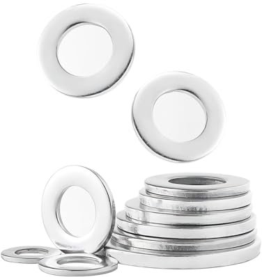 Qrity Lot de 20 Rondelle Plate, 5mm x 10mm, Rondelle d'étanchéité Circulaire, Rondelles Annulaires, Argent Rondelle Plate pour L'étanchéité des Vis