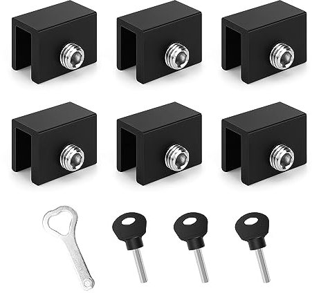 Verstellbare Fensterschl össer, JANDH 6 Stück Schwarze Schiebefensterschlösser Stopper, Fensterschloss aus Aluminiumlegierung, Schiefensterschloss, Geeignet für Schiebetür und Fenster