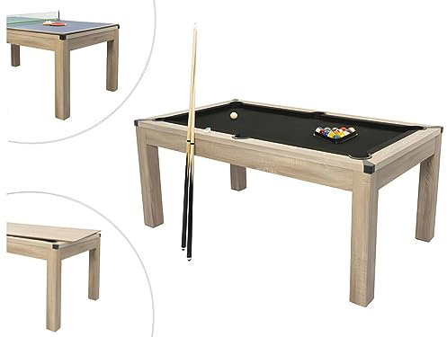Vente-unique-Multifunktionstisch - Billard & Tischtennis - 182 x 102 x 80 cm - Holzfarben hell - Henk