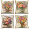 ASDCXZ Kissenbezug Retro Blumen 50x50 cm 4er Set, Vintage Blume Blätter Sofa Kissen Dekokissen Kissenbezüge Kissenhülle Waschbar Polyester Flachs Textil Outdoor Polster Kopfkissenbezug Kissen Bezug