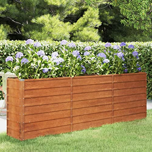 LAPOOH Jardinière Gris 240x40x77 cm Acier corten,Jardinières,Jardinieres Exterieur,Bac Jardiniere,Bac à Fleurs Extérieur,Jardinieres Balcon