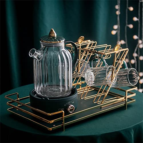 ILmira Glass Cold Kettle Teapot Set Cool White Kettle Living Room Nordic Water Bottle Heat-Resistant Household Water Appliance (Color : D, Size : 4-Cup kit) Auspicious clouds