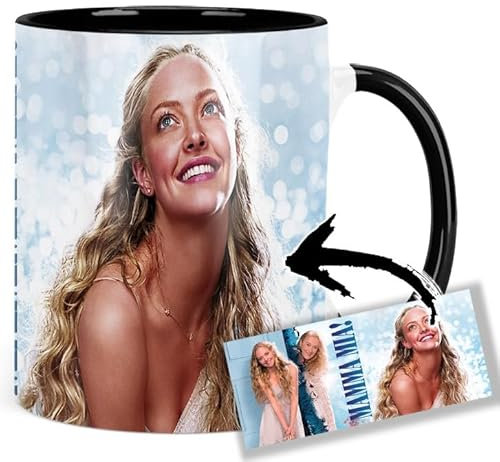 Mamma Mia Amanda Seyfried Meryl Streep Tasse Innen & Henkel Schwarz Keramikbecher Mug