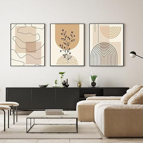 WADBTP Ensemble d'affiches de style bohème, décoration murale moderne pour chambre à coucher et salon, motif plantes, décoration abstraite de la maison, sans cadre (style 4,20 x 30 cm x 3)