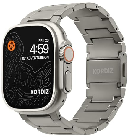 KORDIZ Titan Uhrenarmband T01 Pro (max) - kompatibel mit Apple Watch ULTRA und ULTRA 2 (49mm) - Verstellbares Titanarmband mit Magnetverschluss und Kratzfest DLC - Armband