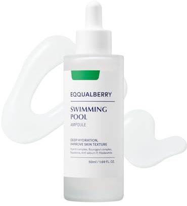 EQQUALBERRY Swimming Pool Ampoule – Hyaluronsäure Serum mit 8-Layer Komplex & Centella CICA, intensive Feuchtigkeit und Beruhigung für alle Hauttypen, 50 ml