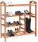 HOMASIS Étagère à chaussures à 4 niveaux - Porte-chaussures étroit en bambou - Petit organisateur de chaussures pour différentes chaussures - Meuble à chaussures pour couloir, entrée, garde-robe, 68 x