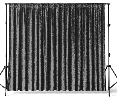 Trimming Shop 3x3m Black Crushed Velvet Backdrop - 8cm Rod Pocket | Washable Photography Background for Studio Photo Shoot, Video Filming, Stage Events, Weddings & Trade Shows