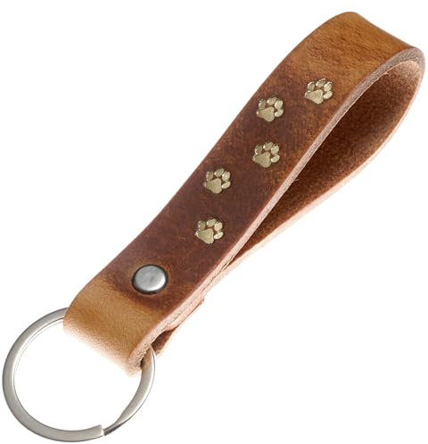 ELBERCRAFT® Schlüsselanhänger Leder Pfoten der Schlüssel Organizer für deine Schlüsseltasche keychain made in Germany braun Gravur gold