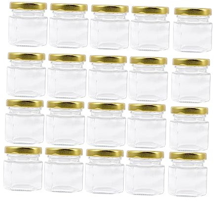 Alipis 20stücke Sechseckgläser Kleine Gläser Mit Deckel Für Honigglas Glasgefäß Honig