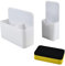 OTYMIOW Porte-Stylo Magnétique 2PCS avec Gomme Porte-Marqueur Magnétique Blanc Porte-Crayon Magnétique pour Accessoire Tableau Blanc pour École, Bureau, Armoire, Réfrigérateur, avec Éponge