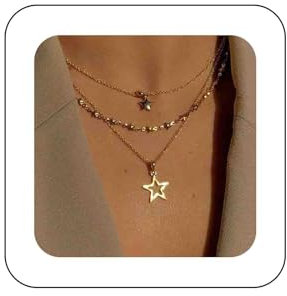 Dervivea Bohème Geschichtet Stern Choker Halskette Hohlen Stern Anhänger Halskette Gold Stern Kette Halskette Mehrschichtige Goldkette Kette Kette Schmuck Für Frauen Und Mädchen