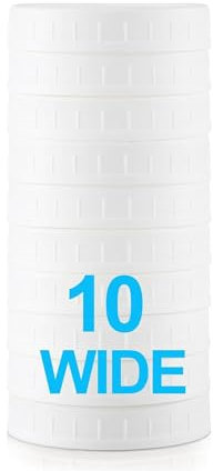 LJOINEG [10-Pack] Wide Mouth Mason Jar Lids for Ball, Kerr etc - White Plastic Mason Jar Lids - Leakproof (70)