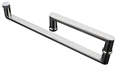Metall-Badezimmer-Glastür-Türgriff, poliertes Finish, Schiebetür, Duschwand, Haltegriff, Knopf, Handtuchhalter, Silber, Push- und Pull-Griff mit Zubehör (Größe: 225 mm–425 mm) ( Size : 225mm 425mm )