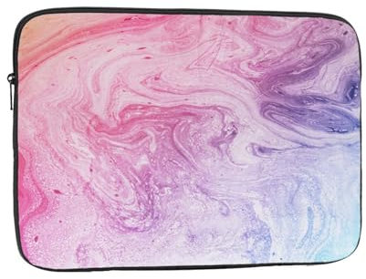 Colorful Marble Pastel Pink Blue Purple Printed Laptop Sleeve Case 17 Inch - Protective Laptop Cover Bag Shockproof Notebook Computer Bag For Men And Women