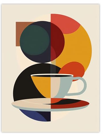 Artery8 Coffee Cup Bauhaus Geometric Design Kitchen Unframed Wall Art Print Poster Home Decor Premium