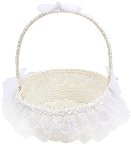 OFFSCH 1stück Blumenkorb Für Blumenmädchen Handgefertigter Hochzeitskorb Aus Spitze Runder Blütenkorb Für Hochzeiten Shower Und Besondere Anlässe