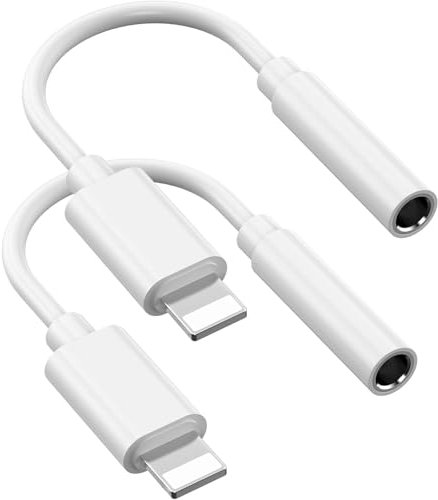 für iPhone Kopfhörer Adapter - MFi Zertifiziert - (2 Pack) Lightning auf 3.5mm Klinke Dongle Aux Audio Adapter Konverter Kompatibel mit iPhone 14/14 Pro/12/13/13 Pro Max/11/11 Pro/X/XS/XR/8/7/8 Plus