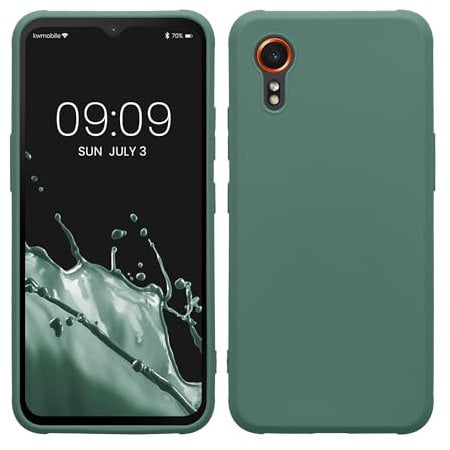 kwmobile Hülle kompatibel mit Samsung Galaxy Xcover7 Hülle - weiches TPU Silikon Case - Cover geeignet für kabelloses Laden - Tannengrün