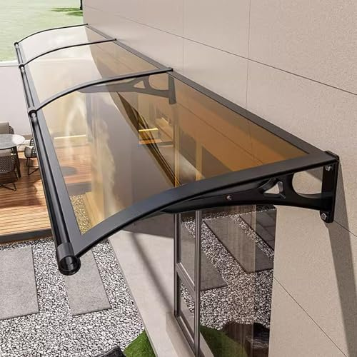 Tettoia Pensilina ad Arco,Pensilina da Esterno,Tettoia per Porta Silenziose,Copertura in Policarbonato con Protezione UV,Pensilina Copriport,con Staffa in Alluminio (80x450cm/32x177,D)