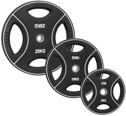 POWER-XTREME Hantelscheibe | Gewichtsscheibe | 30mm / 31mm | Polyurethan | mit Griffen | Geruchsneutral | Studioqualität | 1,25kg | 2,5kg | 5kg | 10kg | 15kg | 20kg | 25kg (Hantelscheibe 25kg)