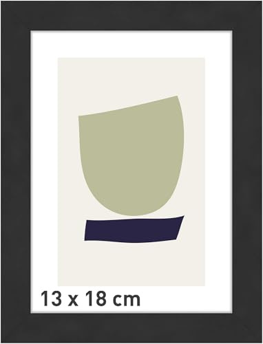accent by nielsen Holz Bilderrahmen Velino, 13 x 18 cm, Schwarz | Holz (MDF) Fotorahmen im Hoch- & Querformat zum Auftstellen und Aufhängen Schwarz matt Echtglas