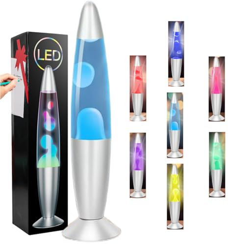 KIKILIVE lavalampe kinder farbwechsel lavalampen Erwachsene 7 farben Nachttischlampen LED Nachtlicht entspannende ideal für Schlafzimmer, Wohnzimmer, Home Decor